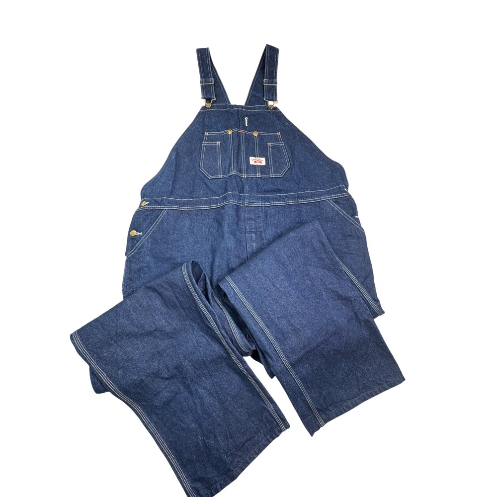 Round House Lot 980 Mens Blue Denim Bib Overalls Workwear 48x32 Indigo
